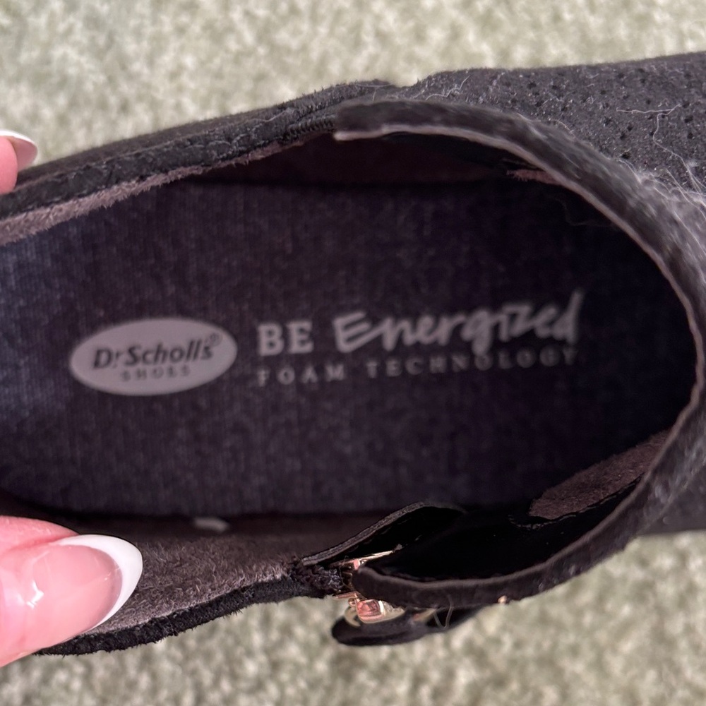 Dr. Scholl's Black Suede Ankle Booties with Decorative Side Zip - Picture 2 of 2